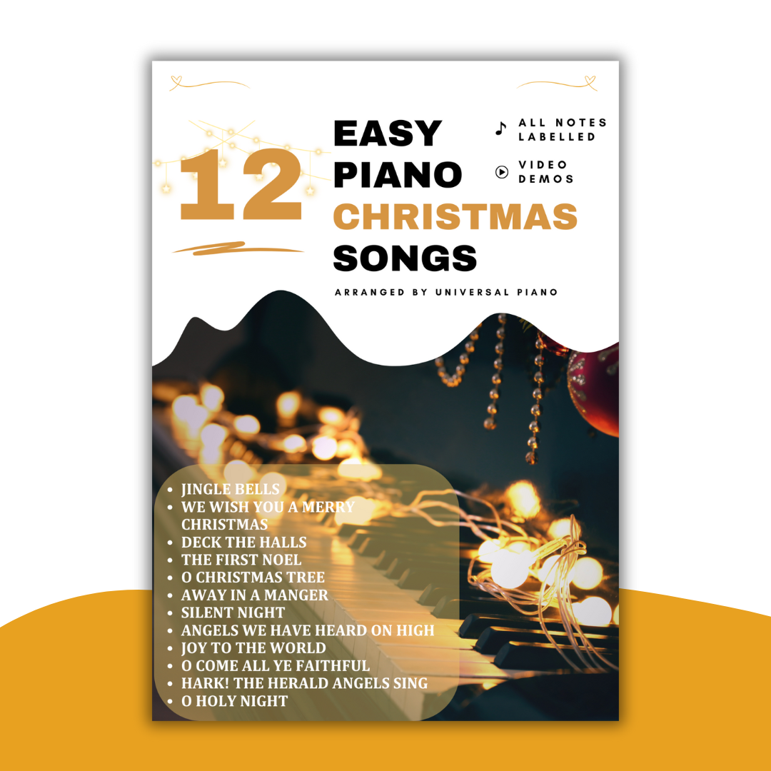 A collection of 12 easy piano christmas song - suitable for beginners to learn how to read notes and play songs like jingle bells easily for christmas. include silence night, we wish you merry christmas, deck the halls, the first noel, o christmas tree, away in a manger, silent night, angels we have heard on high, joy to the world, o come all ye faithful, hark! the herald angels sing, o holy night. learn to play piano fast and learn to read notes when buying this book.