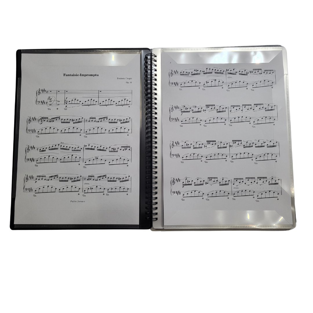 A4 Music Folder with no-glare sleeves, write on pages, 40 page capacity